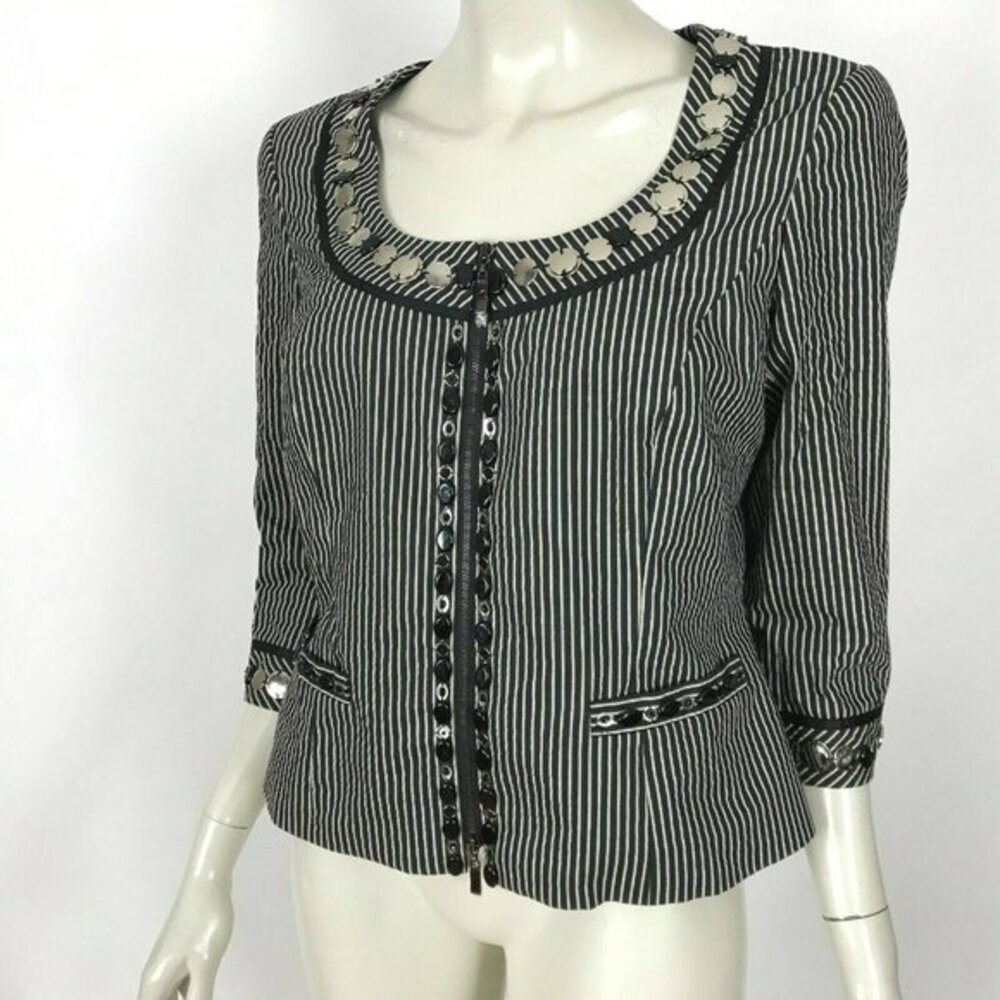 Worth Black Striped Embellished Blazer Jacket NWOT - Picture 3 of 8